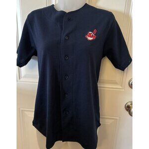 Cleveland Indians Blue Button Up Jersey Youth Size L (14-16) Mighty Mac